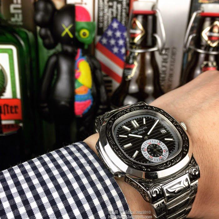 百達翡麗PATEK PHILPPE 鸚鵡螺系列 全自動機械機芯 精鋼雕花錶帶 男士腕表  wssb4275